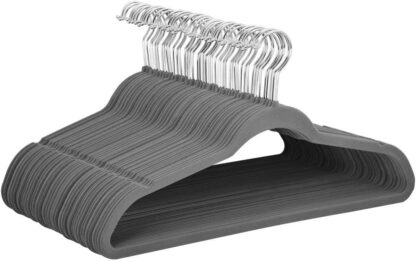 Pack of 100,Gray - Thin Non Slip Velvet Clothes Hangers