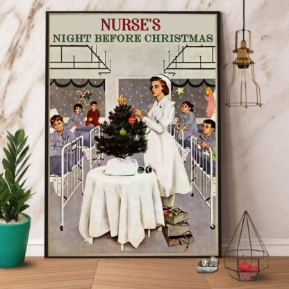 8x12 inch Metal Sign Nurse Nurse’s Night Before Christmas Xmas Tree Candy Cane