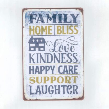 8x12 inch NC Metal Wall Sign with Family Quote Vintage Tin Signs