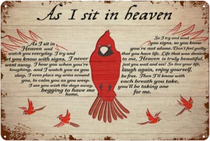 8x12 inch Tin Sign Cardinal That Fell From The Sky When I Was Sitting In Heaven