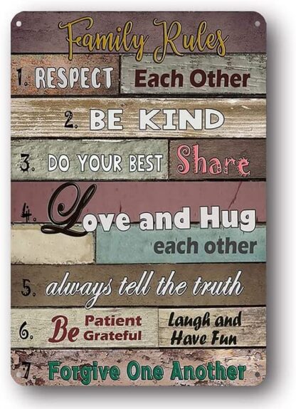 8x12 inch Inspirational Wall Art Motivational Quotes Poster Family Rules Tin Sign