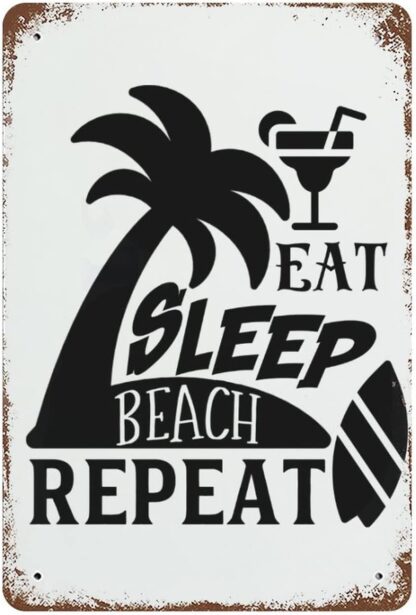 8x12 inch Metal Signs Eat Sleep Beach Repeat Surfing Retro Tin Signs