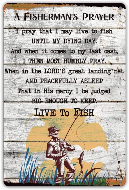 8x12 inch Funny a Fisherman's Prayer Quote Metal Tin Sign