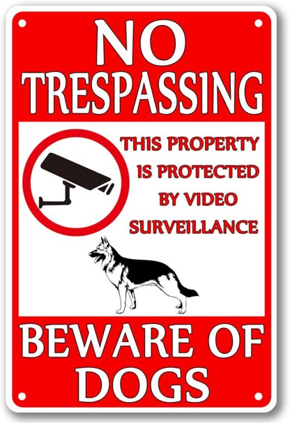 8x12 inch Beware Of Dog Sign No Trespassing Sign Dog Warning Signs