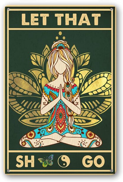 8x12 inch Yoga Girl Tin Sign Funny, Retro Butterfly Girl Inspirational Quotes Signs