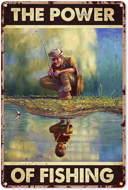 8x12 inch Fishing Metal Tin Sign, The Power of Fishing, Make Man Young