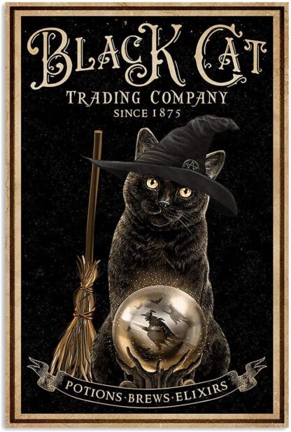 8x12 inch Metal Tin Signs Cat Trading Company Black Poster Art Print Decor