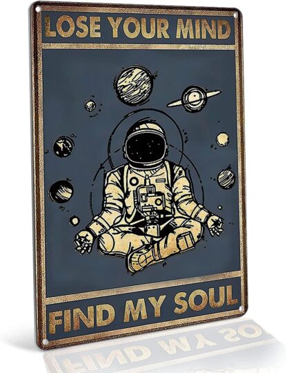 8x12 inch Metal Vintage Signs,Yoga Poster,Yoga Astronaut,Yoga Wall Art