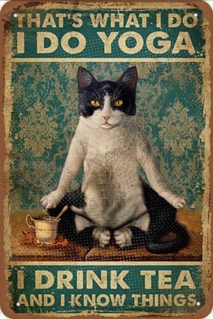 8x12 inch Nostalgic Metal Tin Classic Tin Sign Cats are Doing Yoga