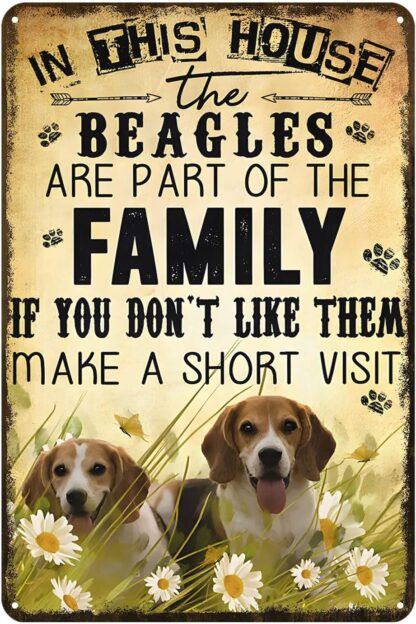 8x12 inch Retro Metal Sign Beagle Dog in This House Rustic Decor