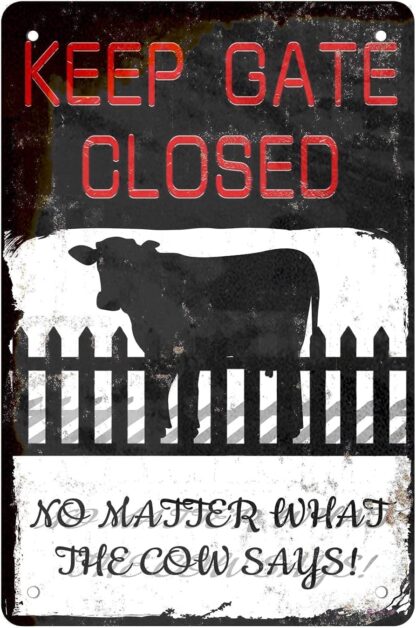 8x12 inch Tin Poster Sign Warning Cow Outdoor