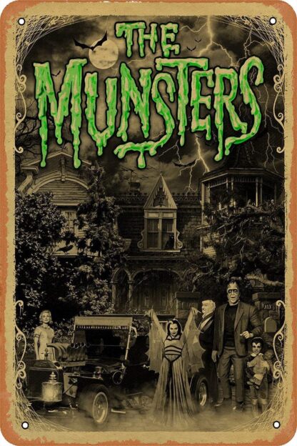 8x12 Inch The Munsters TV Show Poster,Vintage Wall Art, TV Show Metal Tin Sign