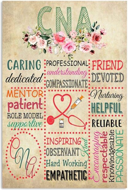 8x12 inch Metal Tin Signs Characteristics of CNA Caring Dedicated Mentor Patient