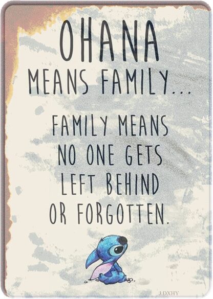 8x12 inch Tin Poster Metal Sign Ohana Means Family Beige