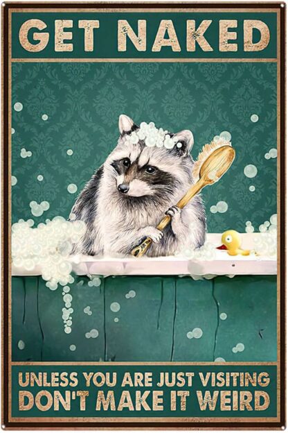 8x12 Inches Raccoon Bathroom Decor Funny Signs Toilet