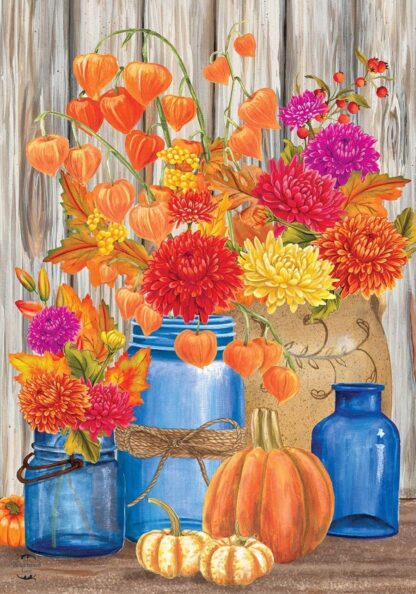 8x12 inch Fall Flowers Mason Jars Metal Signs Retro Poster Vintage Signs