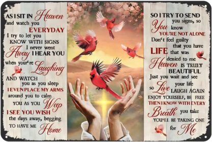 8x12 inch Cardinal Bird Watch You Everyday Metal Tin Sign