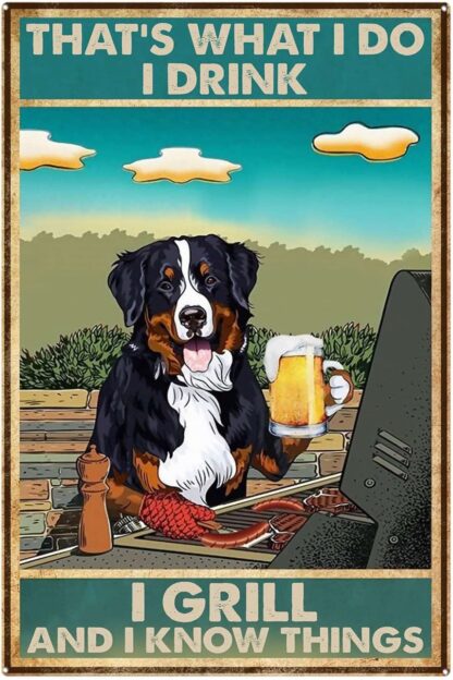 8x12 inch Tin Metal Signs Bernese Mountain Dog Drink Beer