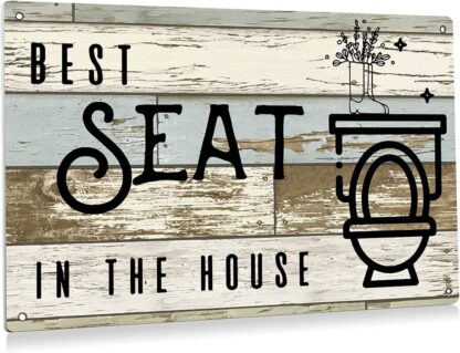 8x12 inch Funny Farmhouse Best Seat in The House Bathroom Metal Tin Sign