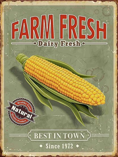 8x12 inch Metal Tin Sign Farm Fresh Dairy Fresh Natural Best in Town Home