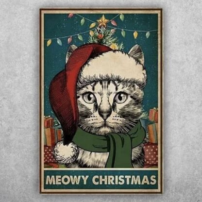 Novelty Metal Tin Sign 8"x12" Gift for Meowy Christmas Garden Yard Signs