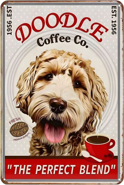 8x12 inch Vintage Tin Sign Golden doodle Dog Coffee Company Metal Sign