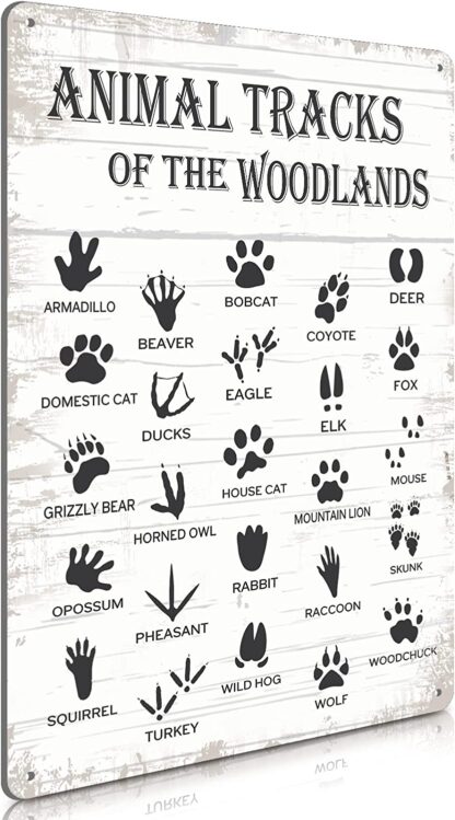 8x12 inch Animal Tracks Field Guide Sign Nursery Metal Tin Sign