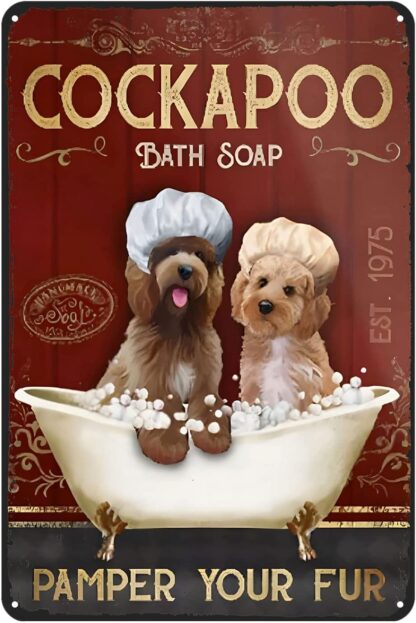 8x12 inch Cockapoo Dog Bath Soap Company Vintage Tin Sign