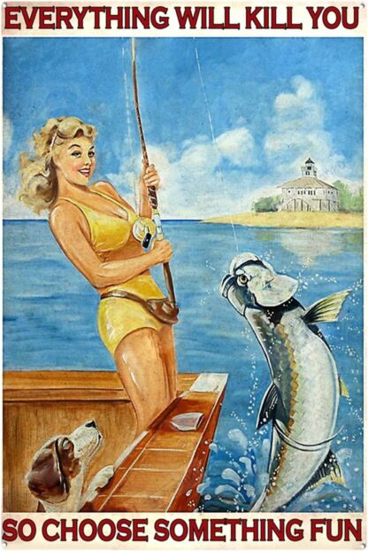 8x12 inch Vintage Tin Signs Loved Fishing Vintage Signs, Girl Fishing Signs Gift