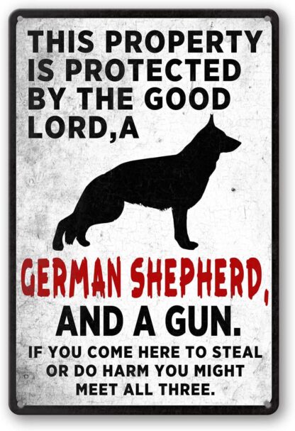 8x12 inch Beware Of Dog Sign Warning Signs For Fence German Shepherd Sign