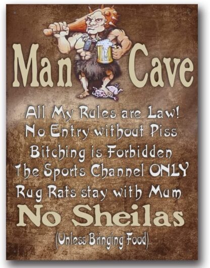 8x12 inch Original Vintage Design Man Funny Rules Tin Metal Signs