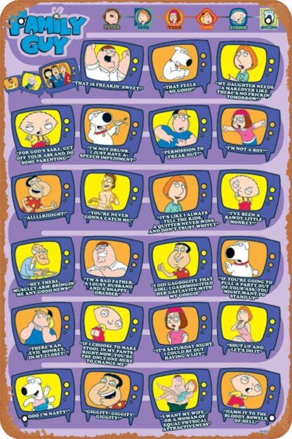 8x12 inch Family Guy Quotes (TVs) Poster Vintage Tin Signs