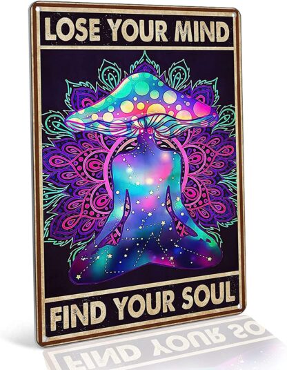 8x12 inch Metal Tin Sign,Mushroom Yoga Poster,Yoga Knowledge