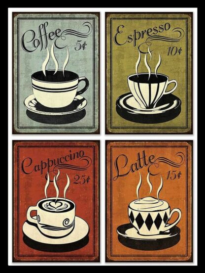 8x12 inch Metal Signs Four Kinds of Cafe Bar Retro Tin Sign