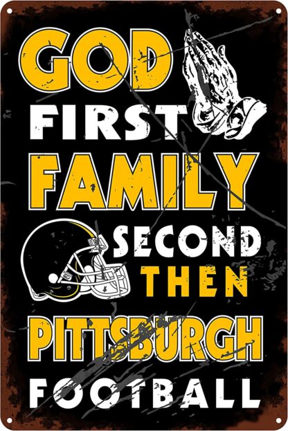 8x12 inch Vintage God first Family second Then football Tin Sign