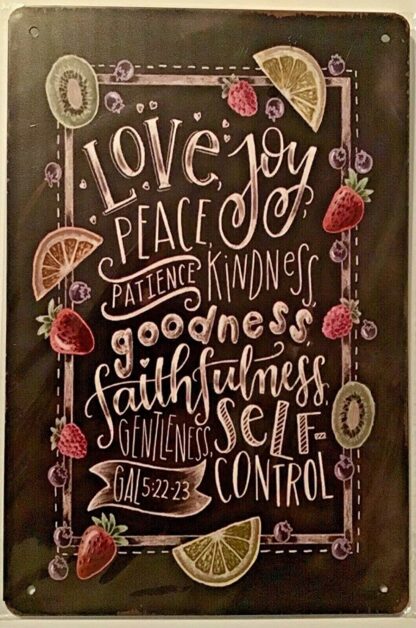 8x12 inch Metal Signs Love Joy Peace Patience Kindness Gentle Self Control Fruit