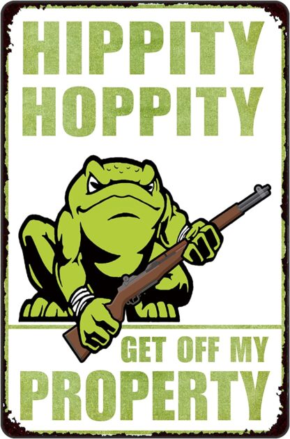 8x12 inch Funny Sign Get Off My Property Frog Posters Retro Tin Signs