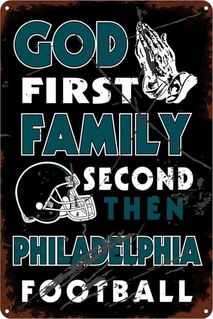 8x12 inch Vintage God first Family second Then football Tin Sign