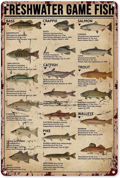 8x12 inch Fish Aluminum Metal Sign Freshwater Game Fish