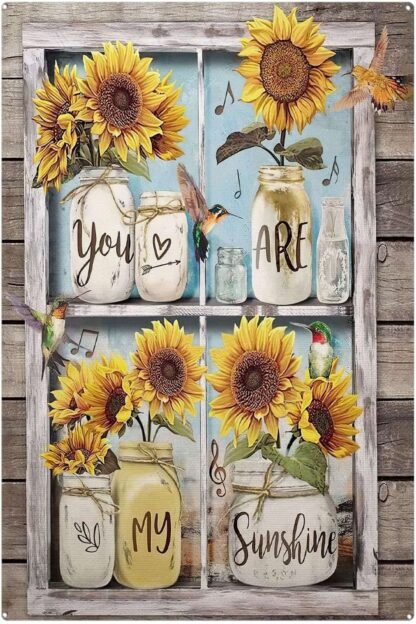 8x12 inch Funny Retro Tin Signs Sunflowers Signs You are My Sunshine