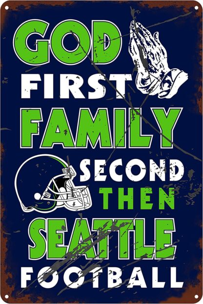 8x12 inch Vintage God first Family second Then football Tin Sign