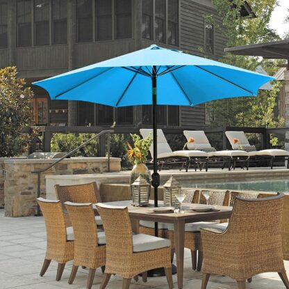 9FT Sky Blue Outdoor Patio Umbrella Market Table Umbrella Yard Umbrella